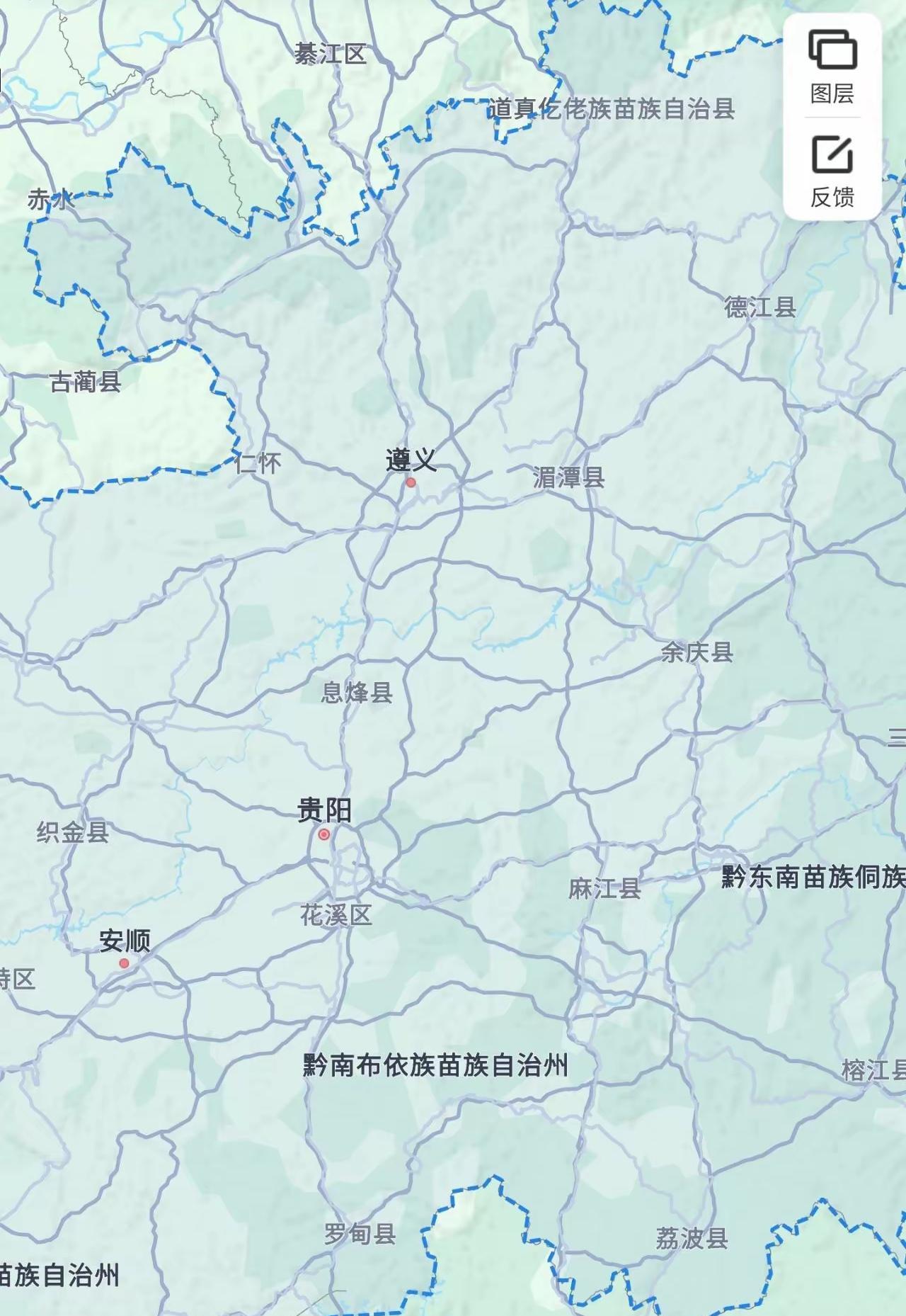 同等比例尺地图，贵州的高速公路密度看起来比江苏还要多。江苏这个经济最发达的省份，