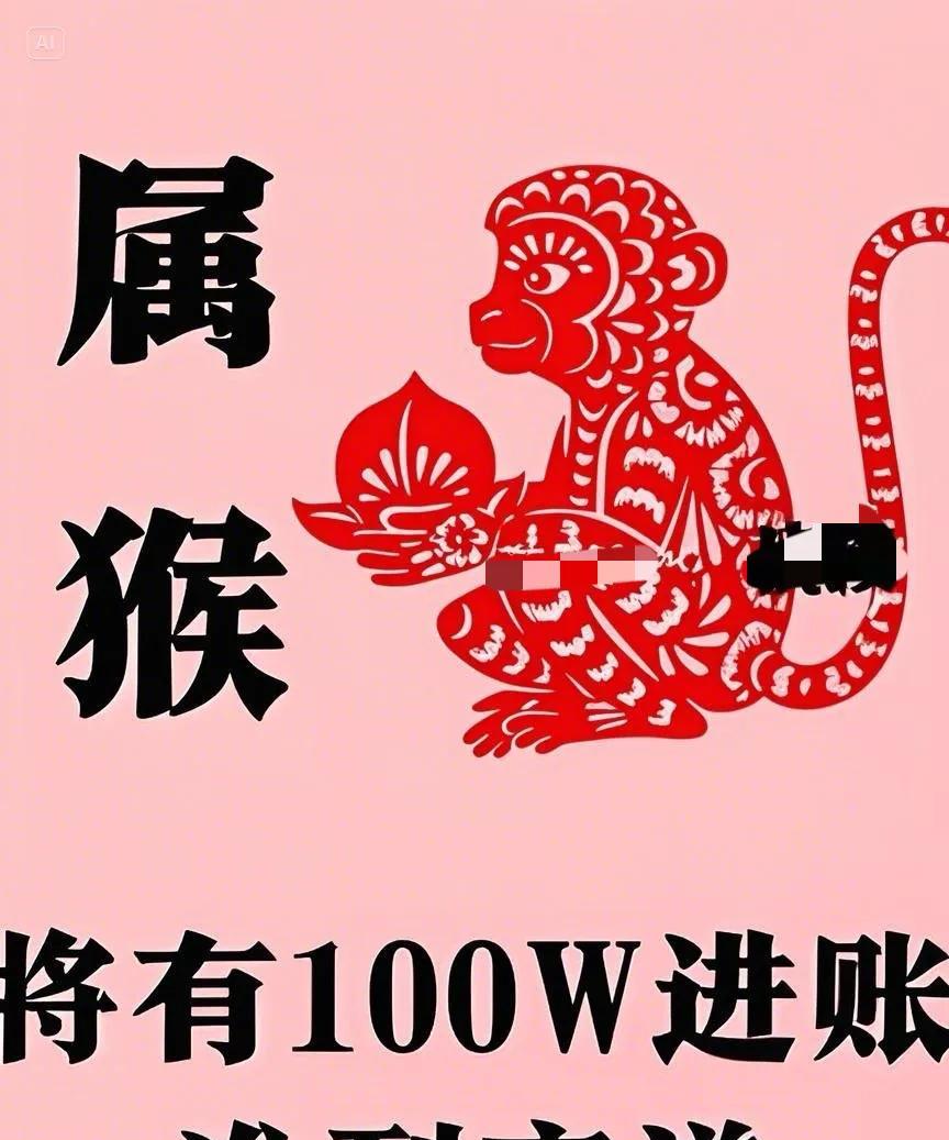 生肖猴儿乐开怀，再过一小时好运来。将收此生最开心，好消息儿喜心怀。快快打出“接住