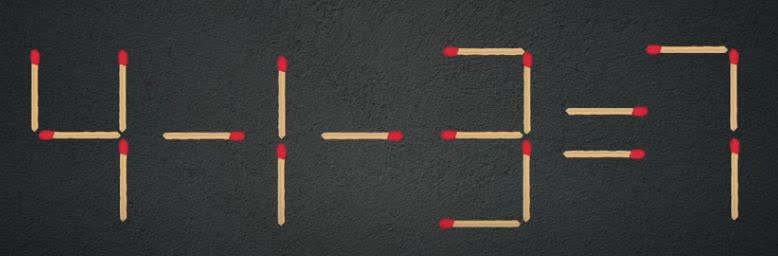 【45 秒火柴挑战】图中 “4?1?3=7” 由火柴搭建，等式不成立。现发起挑战