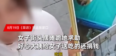 严查到底！”近日，河北张家口，一位大姨在路上偶然遇到了一个乞讨的女子，她的面前放
