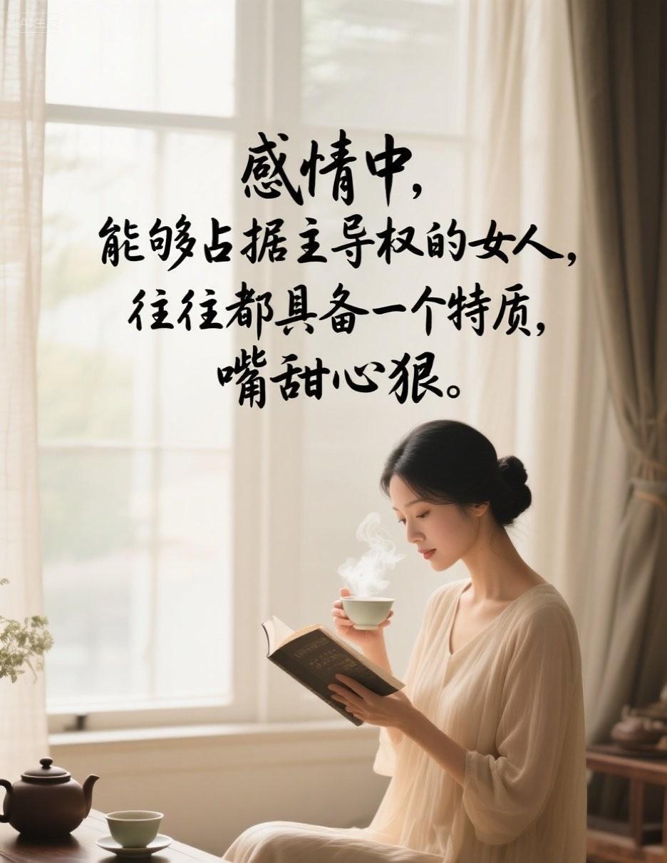 在感情中能够占据主导权的女人，往往必备一个技能：嘴甜心狠。
感情里最傻的女人，是
