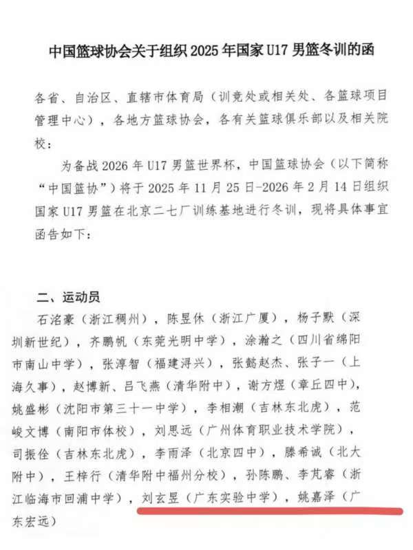 广东两小将入选U17国青集训队，崔永熙体测数据不错只待正式比赛