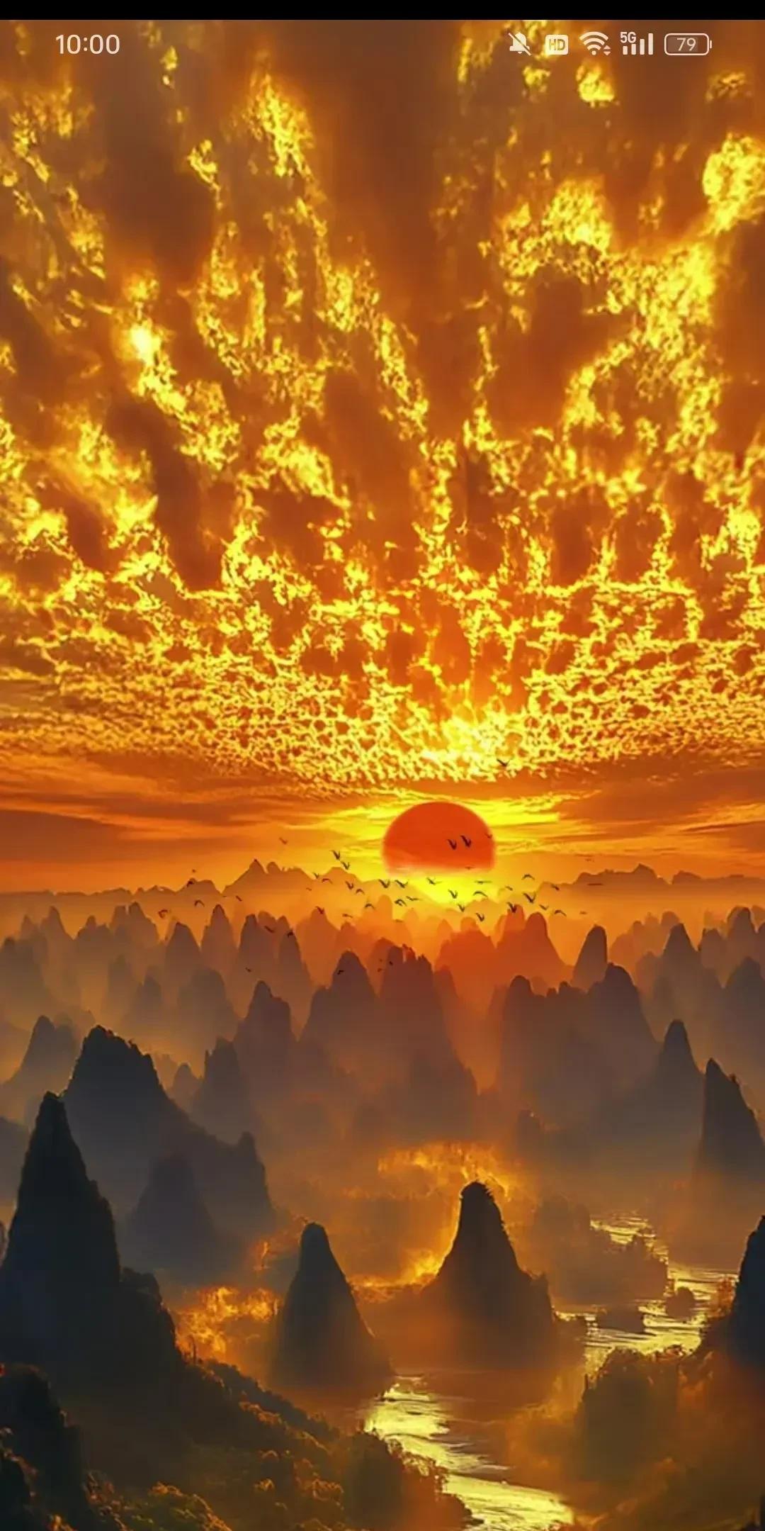 日落时分，山河壮阔，云海翻滚，人间仙境。七彩云南，彩云之南！
