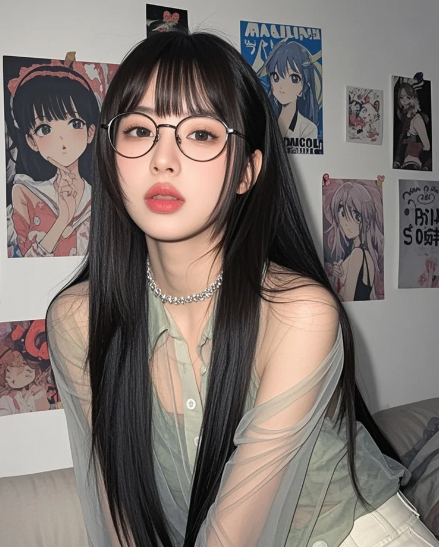 她的目光深邃如海，藏着无尽故事。
