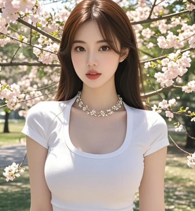 樱花飘落时，她的笑容比花瓣更柔软动人