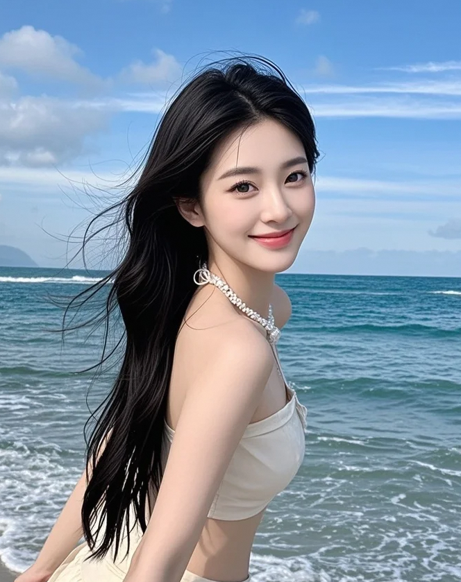 当潮汐漫过脚踝，珊瑚在她指缝间绽放成新的星座