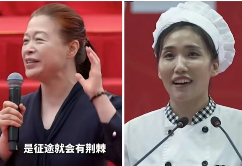 左边是中传大学校友徐滔，她说不会祝愿学子们一帆风顺，因为人生没有那么多坦途，寻找