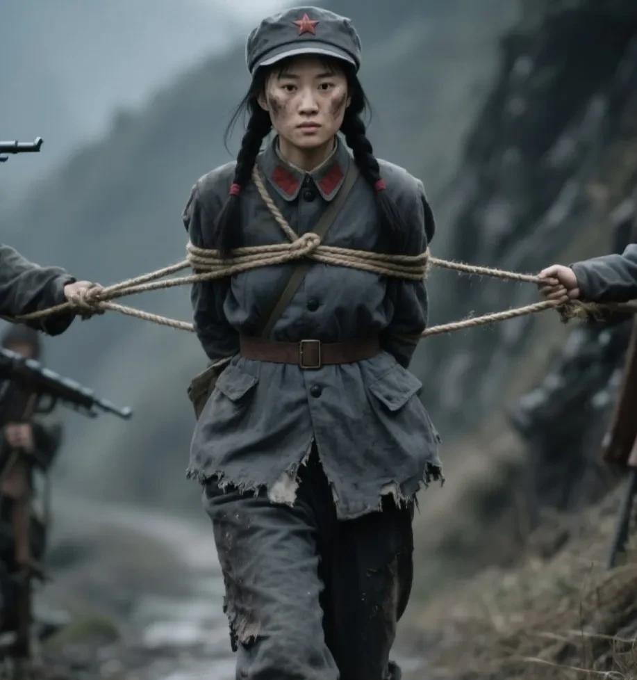 1937年，马家军持刀指着一西路军女战士的胸口：“给你一天时间考虑，再不招供，就