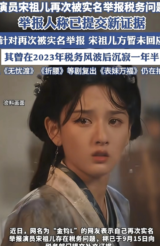 宋祖儿又被举了。
还是偷税漏税的问题，这次举报者是实名举报，称掌握了证据并且提供