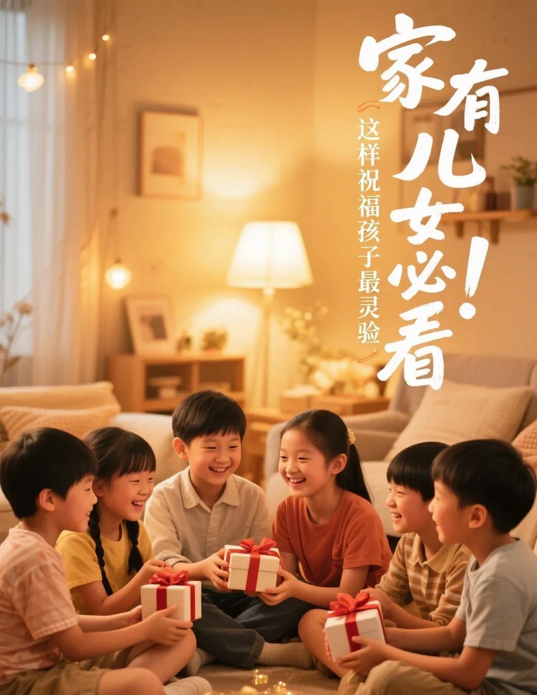 "家有儿女必看！这样祝福孩子最灵验"
儿子版：  
"承天地正气，成竹在胸  