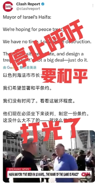 以色列民众呼吁： 要和平 ，别打了，停火，都打光了，我们签和平协议吧！