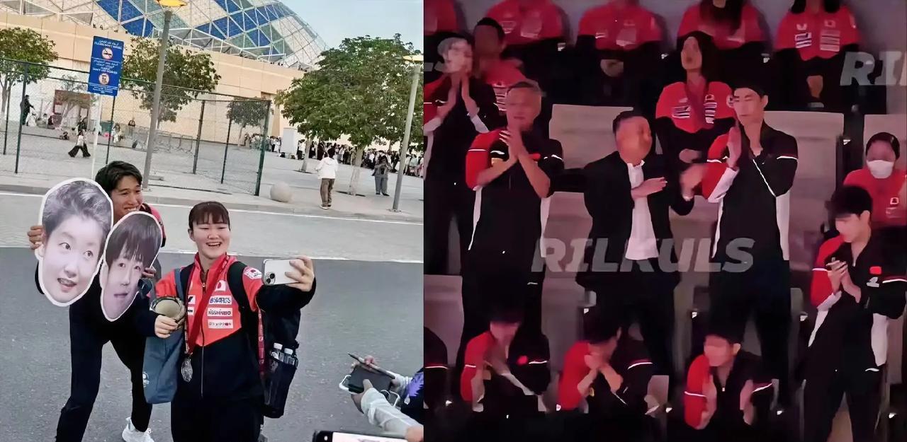 国乒打出50年最差战绩一点都不奇怪！
这张图说明了太多！同一场升国旗比赛
左边是