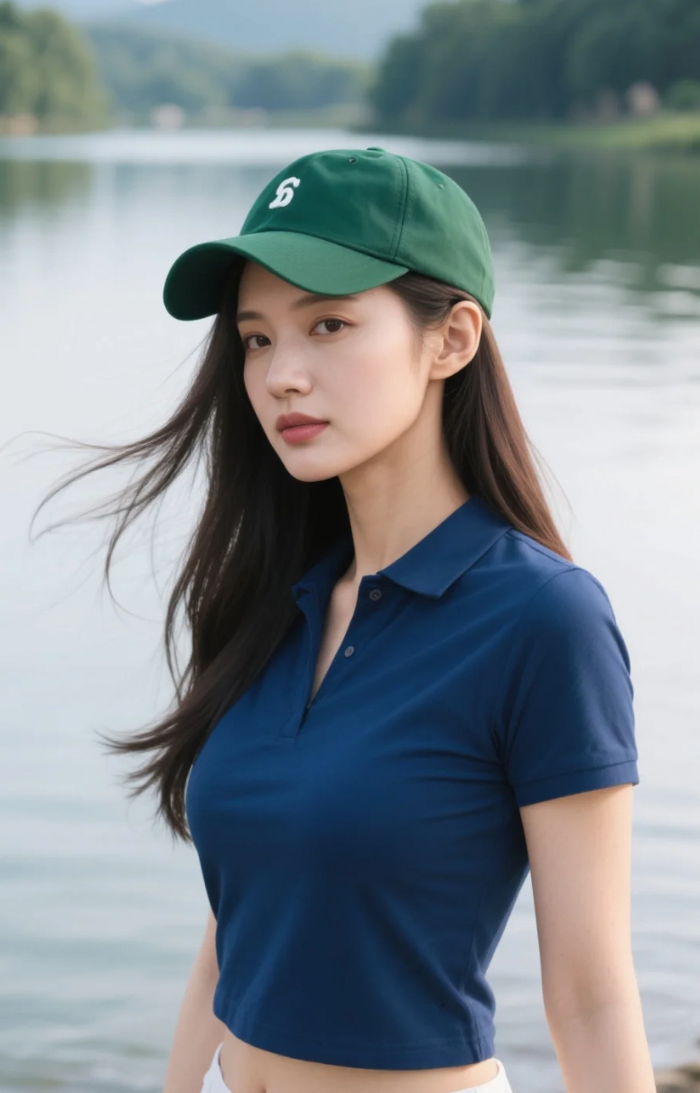墨绿帽子+深蓝Polo，是这个夏天最舒服又出片的组合