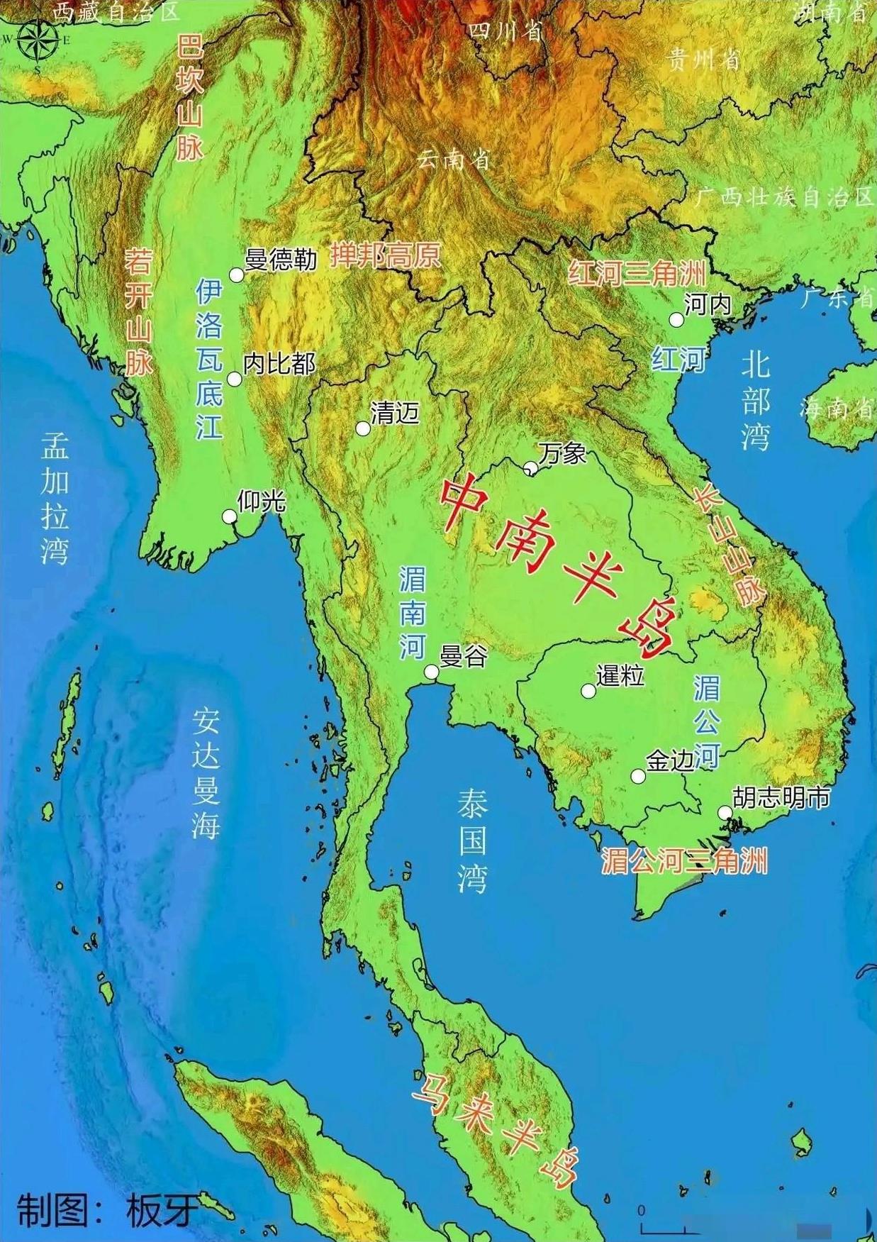看地形图中国对越南的战略压制太狠
只要广西还在中国的手上，越南就被按的死死的，红