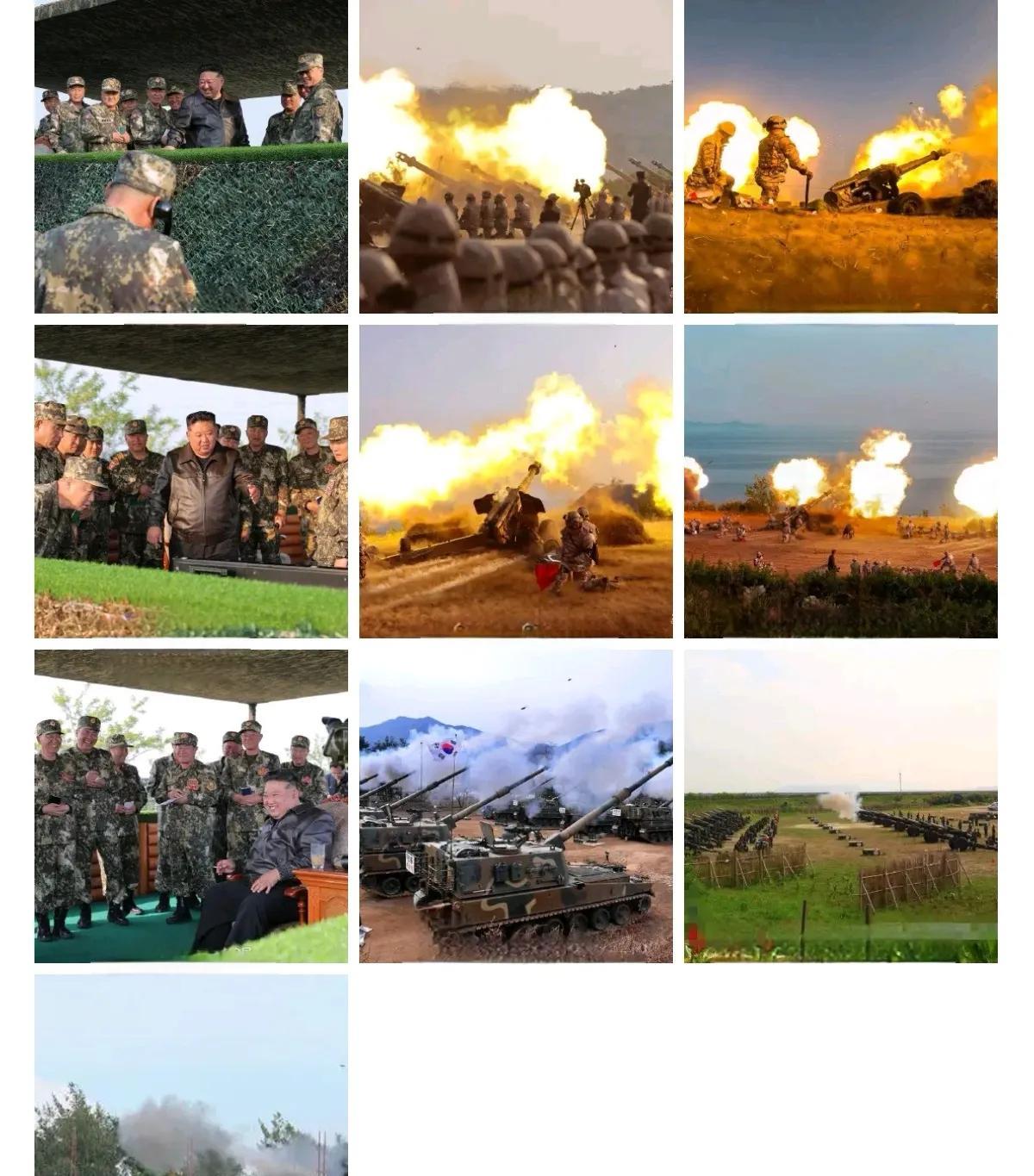 5月29日，朝鲜人民军的炮兵部队进行了火炮射击比赛，金正恩亲自观摩了比赛（图1-