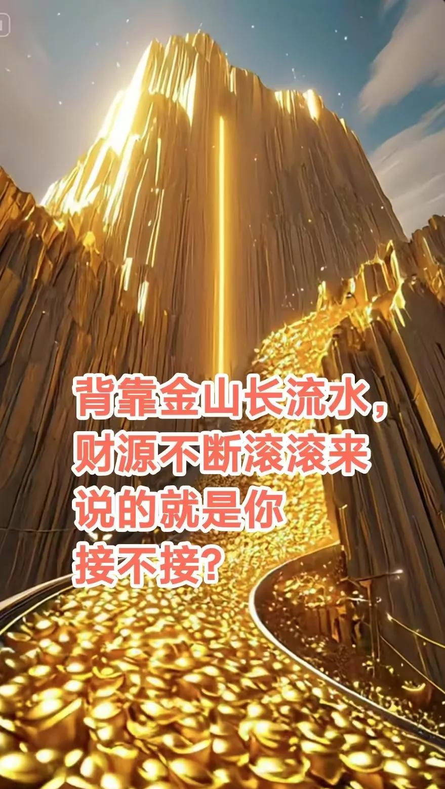 “背靠金山长流水，财源不断滚滚来”
从今天开始，你将日富一日，日进斗金，感恩宇宙