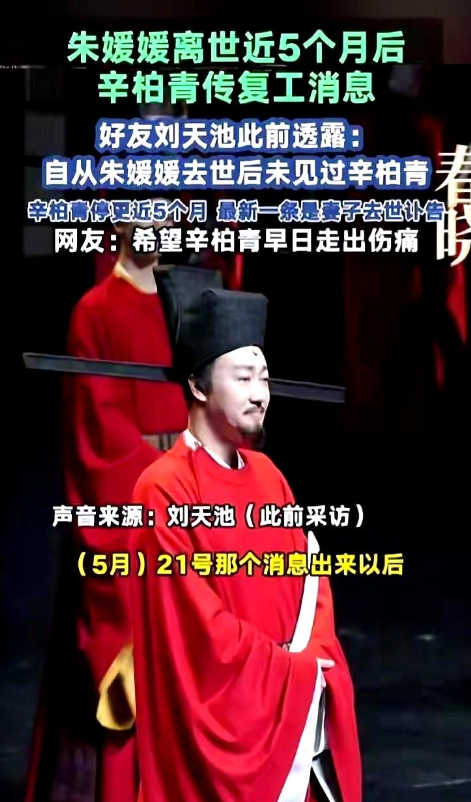 51岁朱媛媛走后，辛柏青把日子掰成五季。

他把30万稿费全捐，每天写三页纸，像