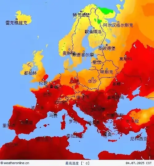 欧洲各国也已经热的不成样了。