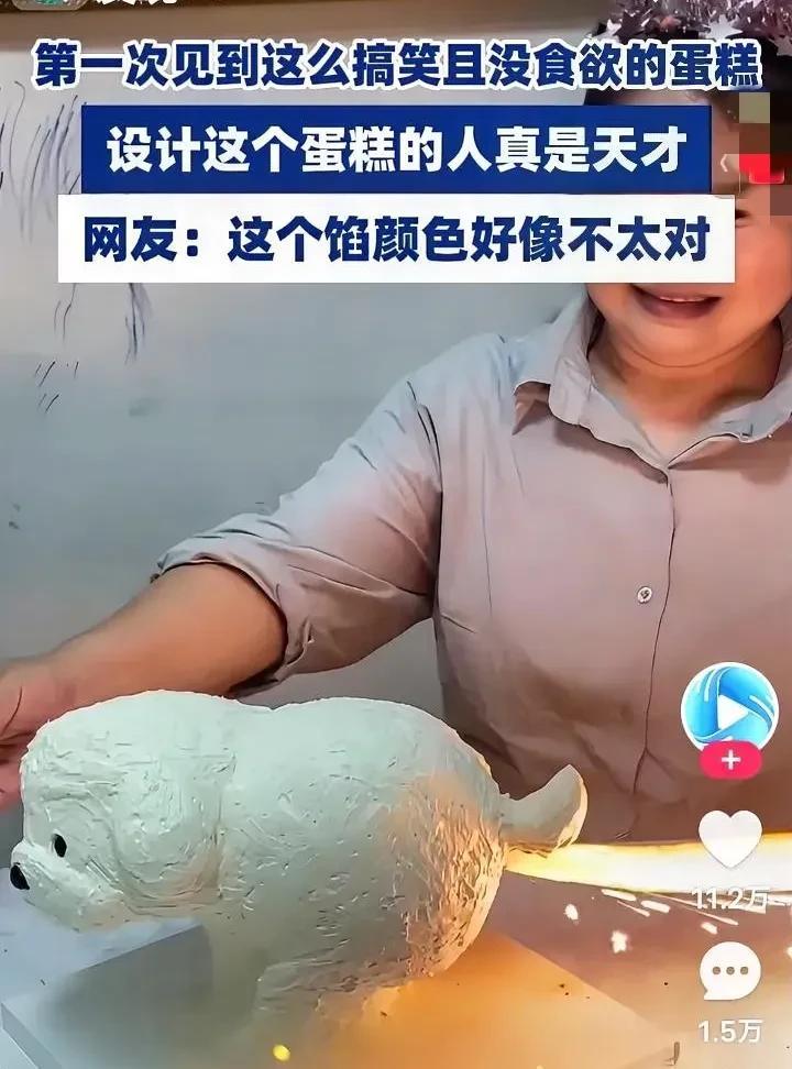 在网上第一次见到这么搞笑又没有食欲的蛋糕，设计蛋糕的人，也是个人才！
网上有人发