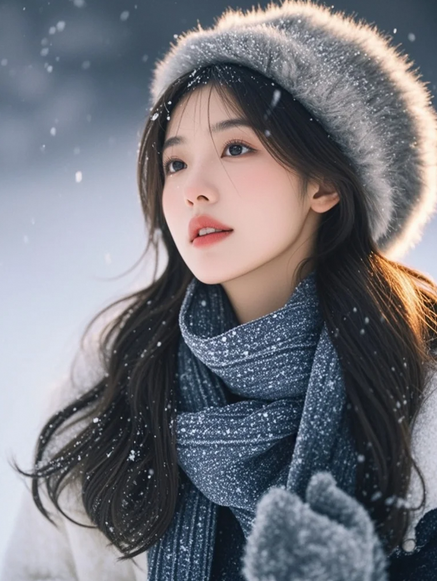雪是冷的，她的眼神却是烫的。