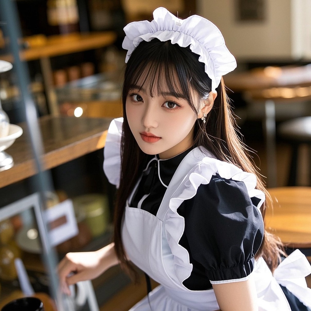 美少女仆眨眨眼，甜度超标惹人怜