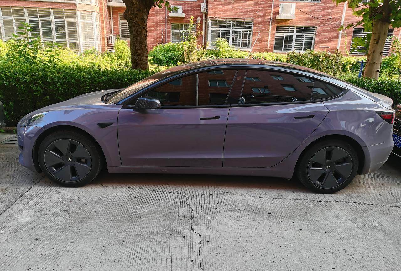 楼下两台车，一台特斯拉，一台雷车。纯电和混动各一辆。也不知道这特斯拉是Y还是3。
