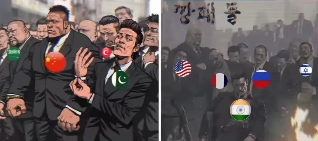 印度人制作的“印巴阵营”海报，
巴基斯坦这边还好理解，
印度那边我咋有点没看懂？