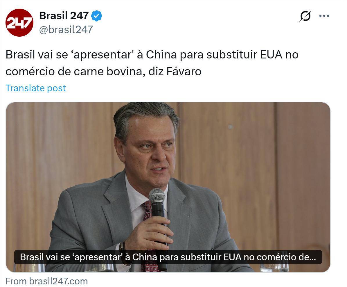 哈哈巴西牛排梦想成真。 美国牛排不买了，可能要全从巴西进口！
巴西农业部长法瓦罗