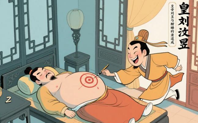 477年，萧道成正袒腹酣睡。突然，15岁的皇帝刘昱破门而入。他瞥见萧道成隆起的腹