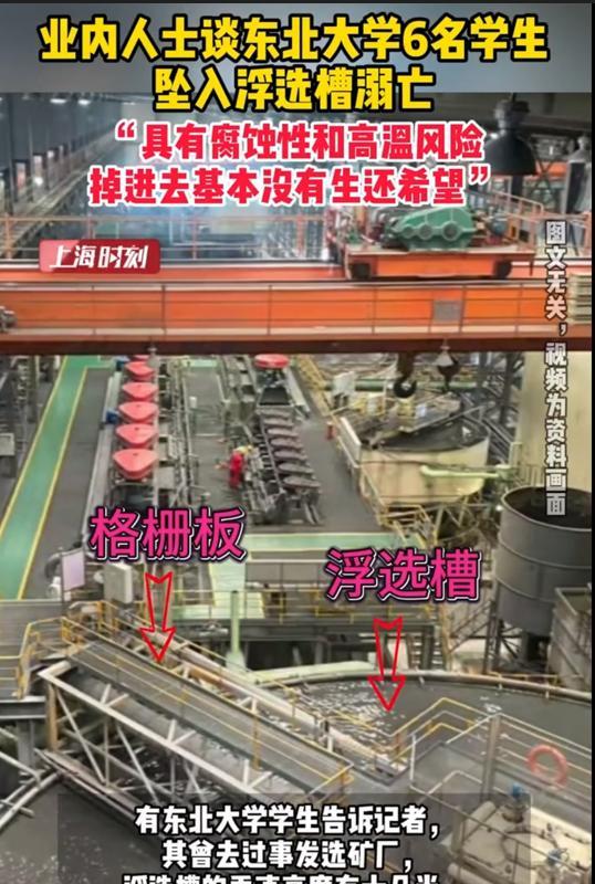 浮选槽=四五米深的绞肉机？
业内人士谈“浮选槽！”
东北大学6名大学生掉入浮选槽