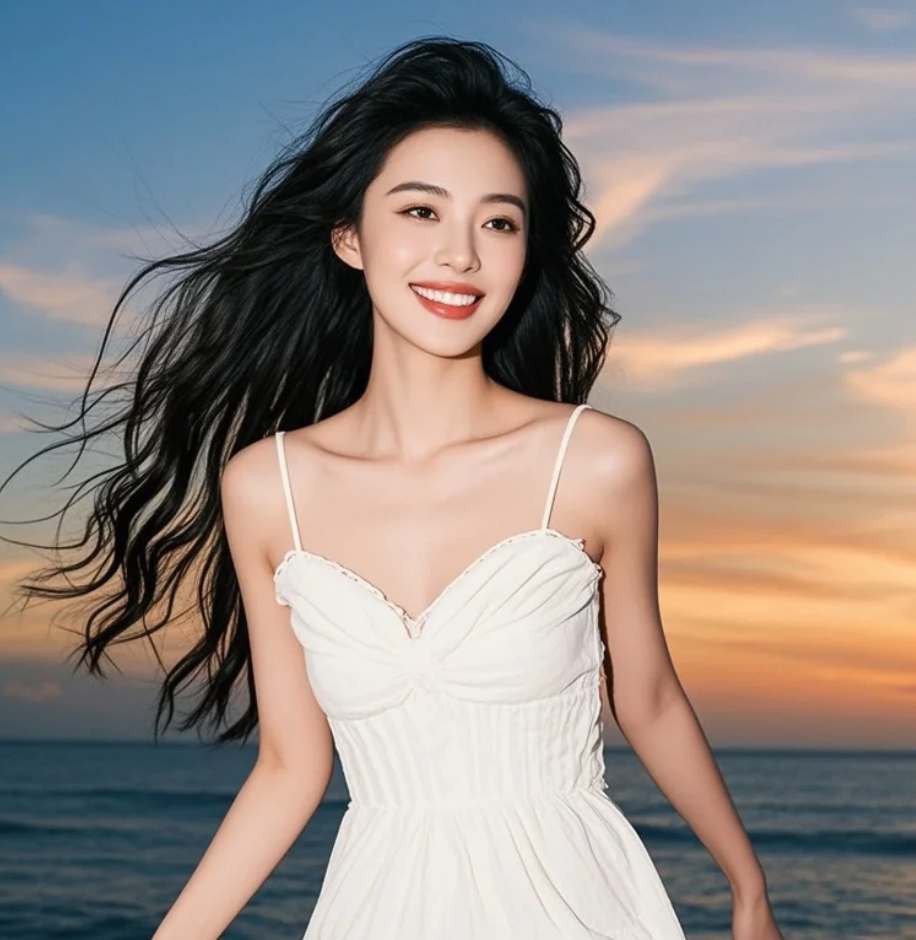 夕阳的余烬，落在她飞扬的裙角上