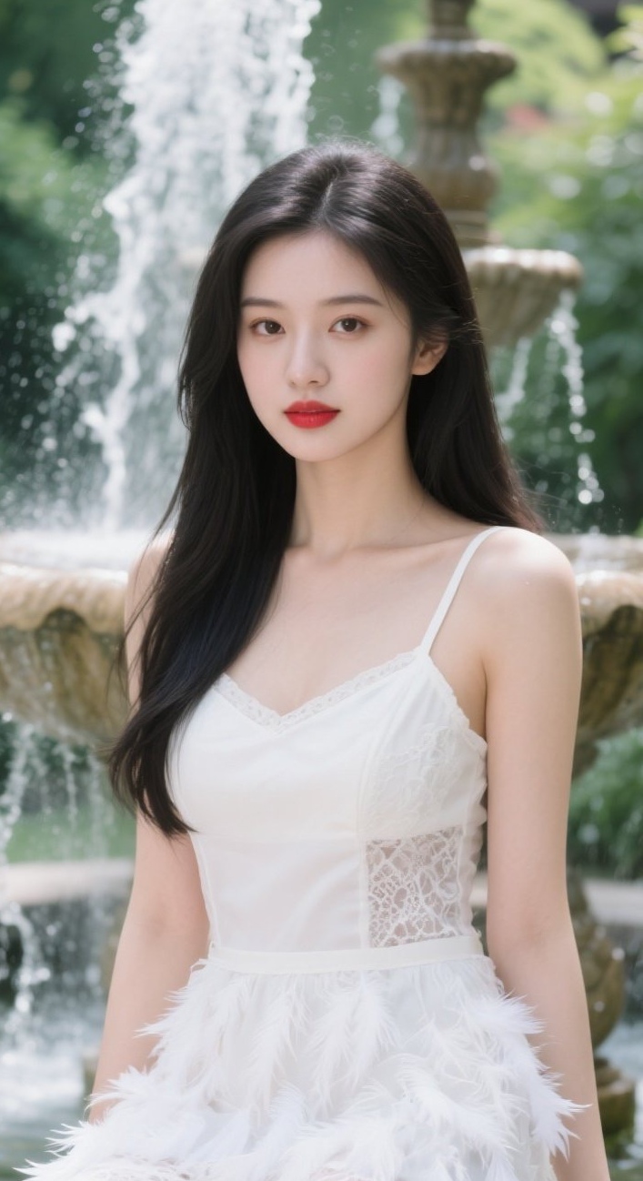 水幕轻纱少女梦幻写真喷水池写真