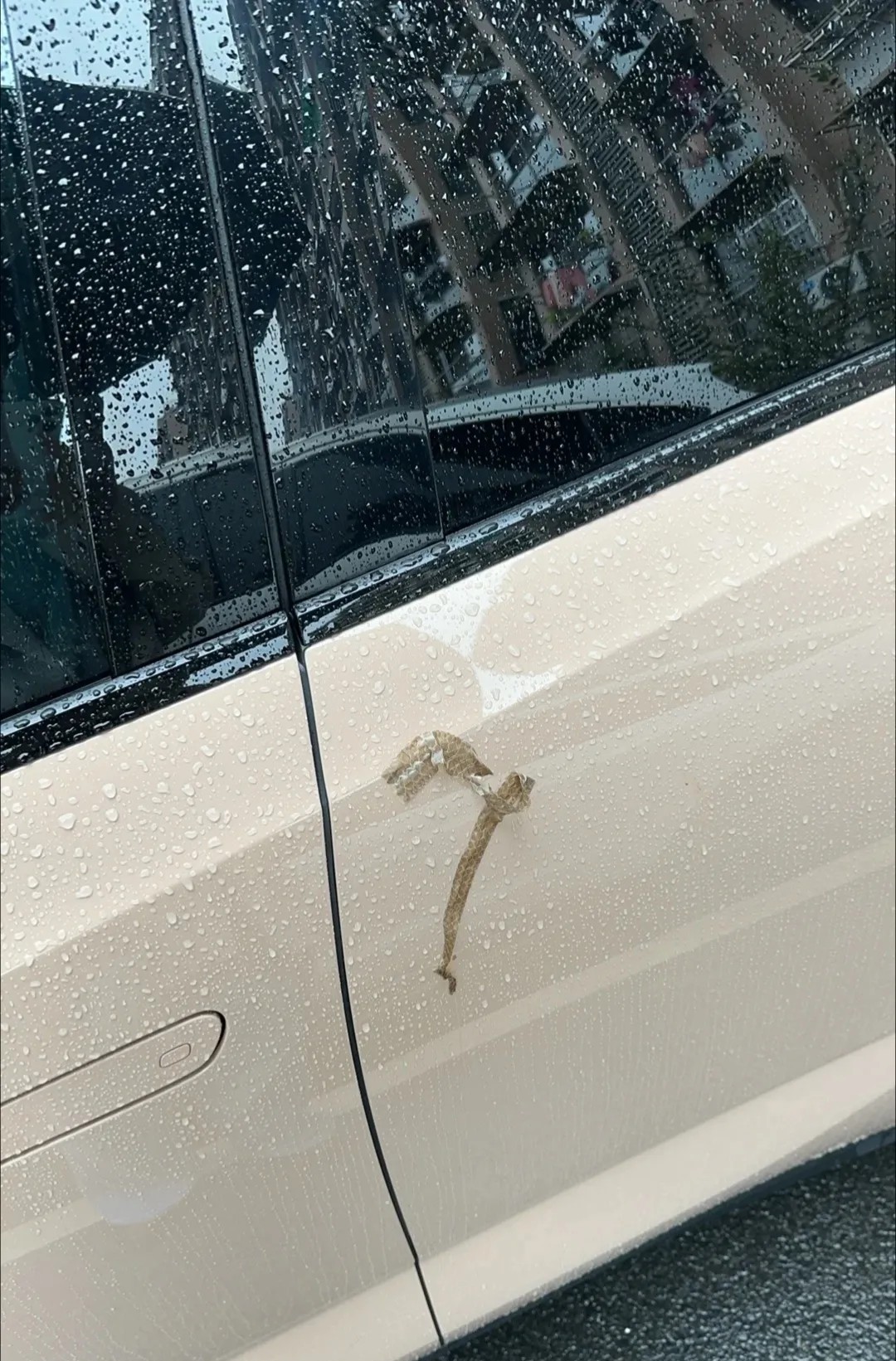 上班到单位锁车时看到的，瞬间吓出了一身冷汗！这车我是不敢开了！怎么办？