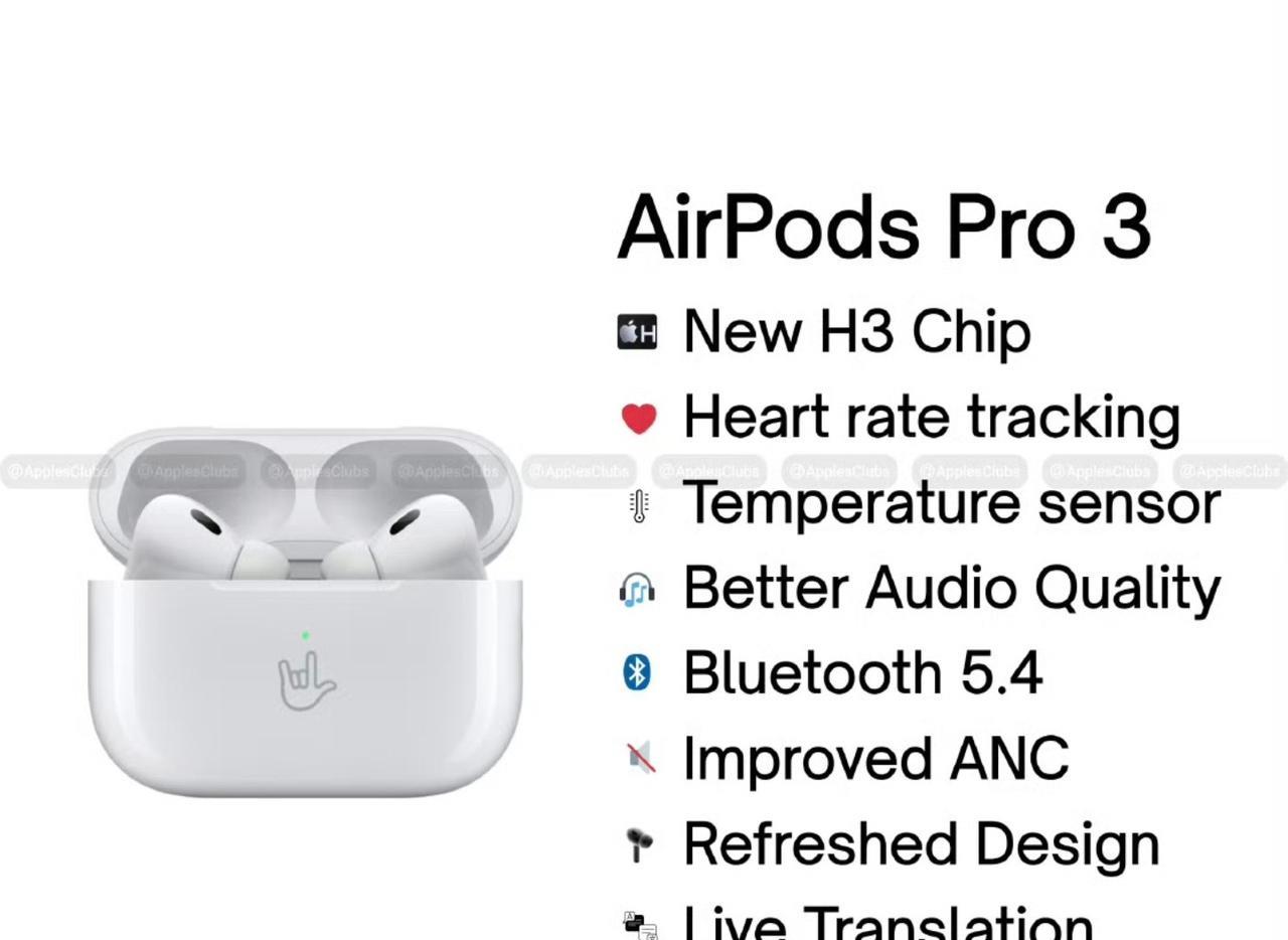 AirPods Pro 3配置曝光，主要有6大升级！
今天，AirPods Pr