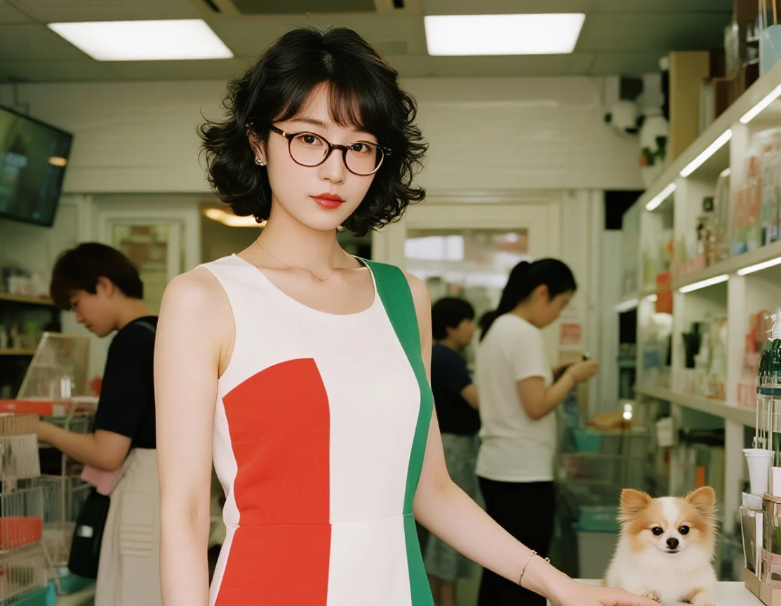 温柔一触：清纯美眉与小猫小狗的亲密瞬间