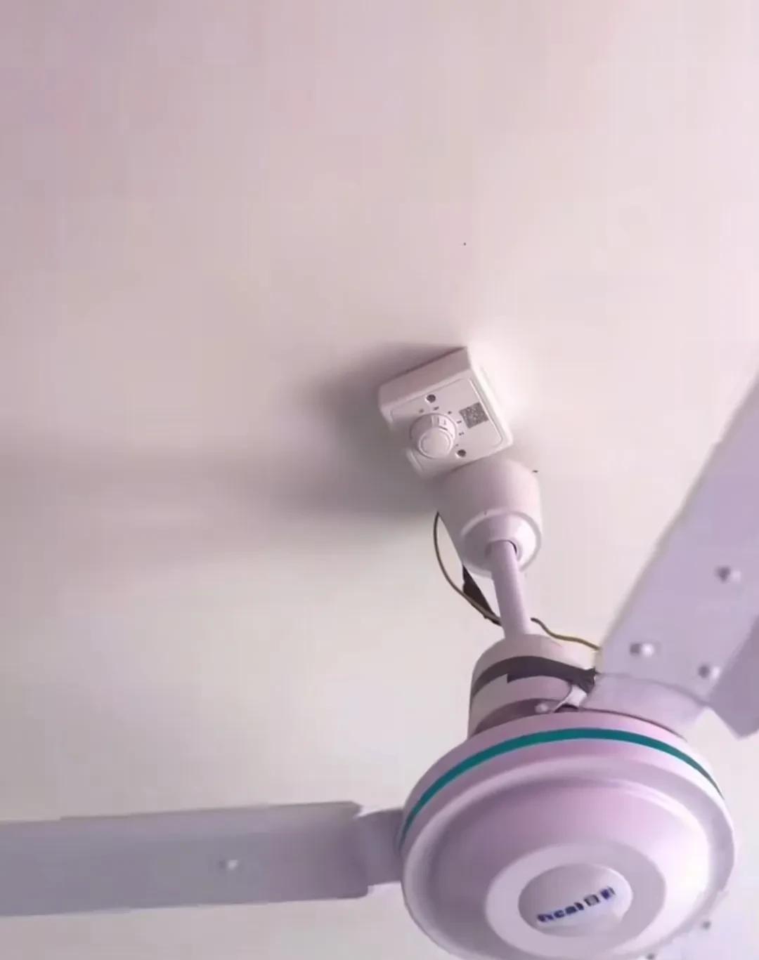 你能想到房主把吊扇开关安在这里的原因吗？我认为是为了防止别人开，只有他有专用工具