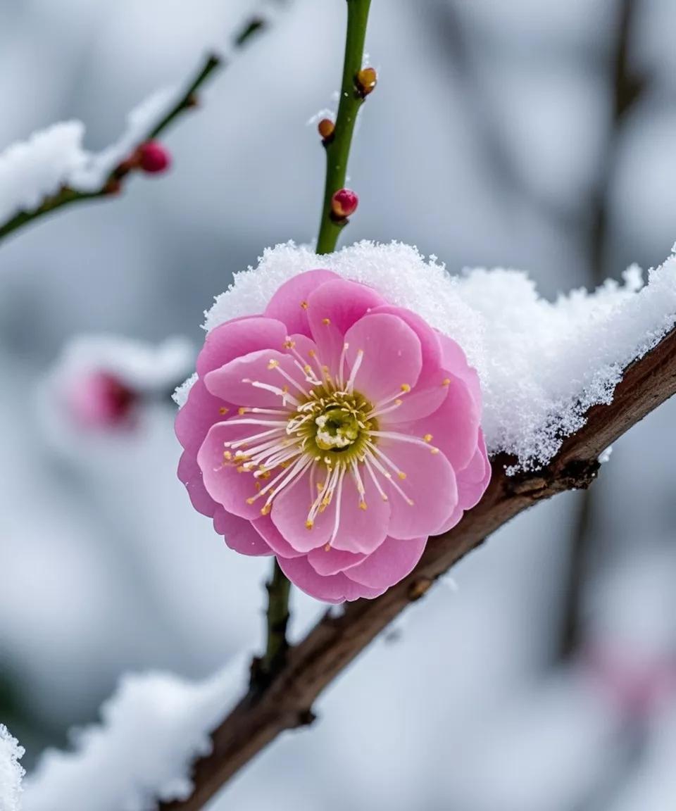 看到“雪落梅花艳”这个上联，瞬间就觉得画面感十足，白雪皑皑中，梅花艳丽绽放，那场