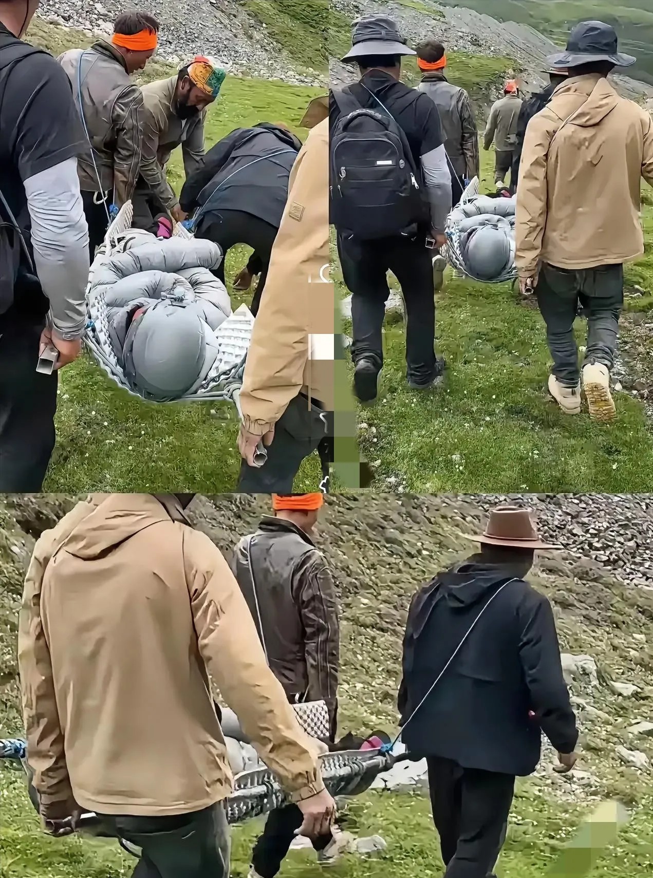 终于理解，
骨折女孩为什么要花6万让人抬下山了！

因为她脚趾和膝盖都骨折了