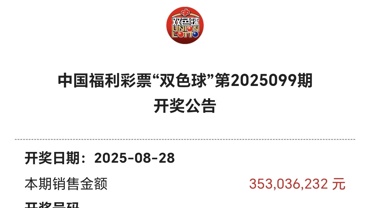 双色球2025年第100期