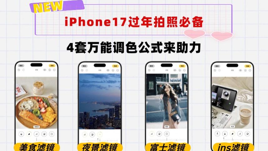 收藏！过年拍照必备，iPhone17万能调色公式来了，包含你的吃、玩、看