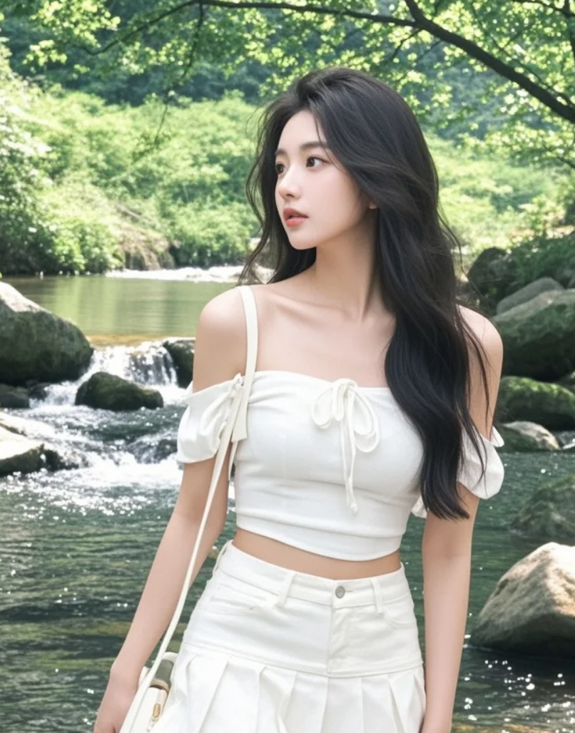 当她走入溪流，世界忽然安静了下来