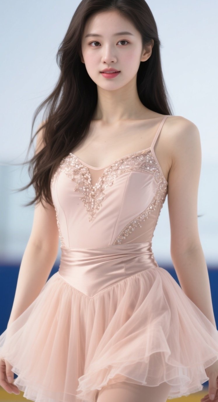 滑冰美眉翩跹起舞，冰上精灵惊艳瞬间