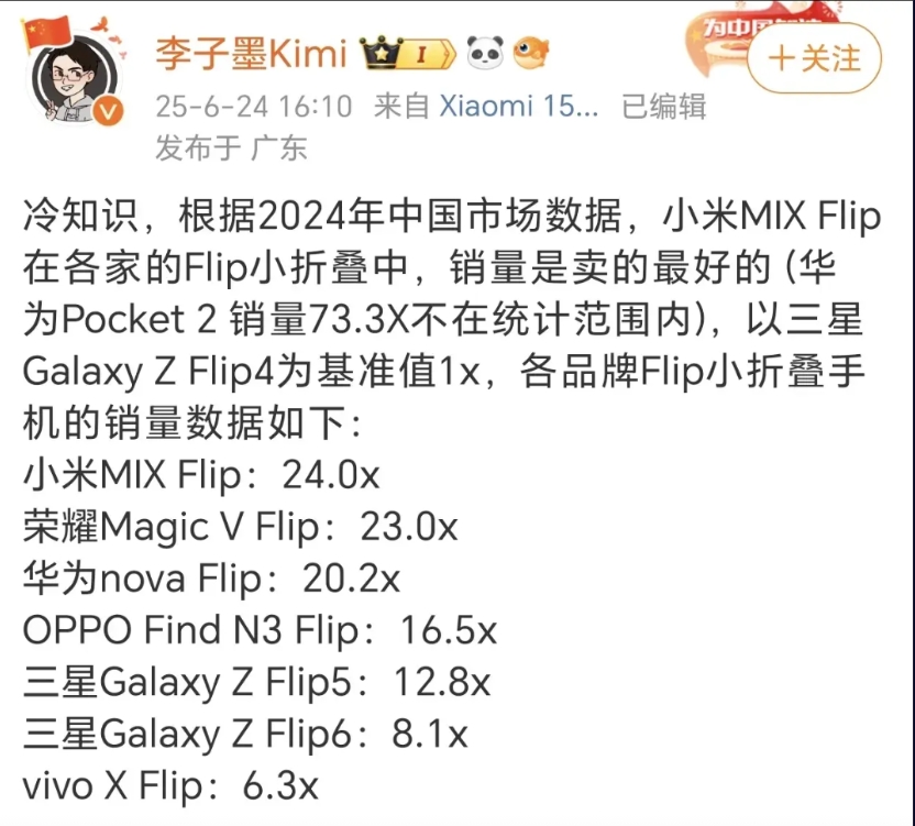好家伙，这是什么逻辑，直接把第一名排除掉。华为Pocket 2不是小折叠吗？除了