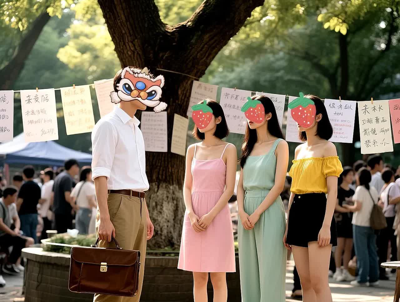 男子同时被三位女子相中，本是好事，可下一秒却招来众人围攻！

在北京的相亲角