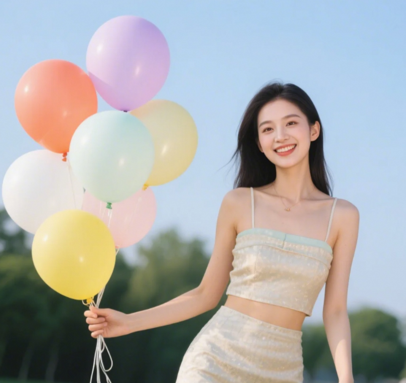 「美女×气球｜甜度超标的梦幻联动」