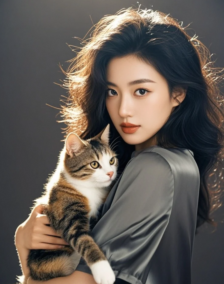 她的眼神藏着利爪，像只不被驯服的野猫