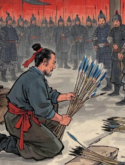 公元前235年冬，在秦国咸阳的武库内，廷尉蒙毅抓起一捆箭矢狠狠地摔在地上，箭杆全