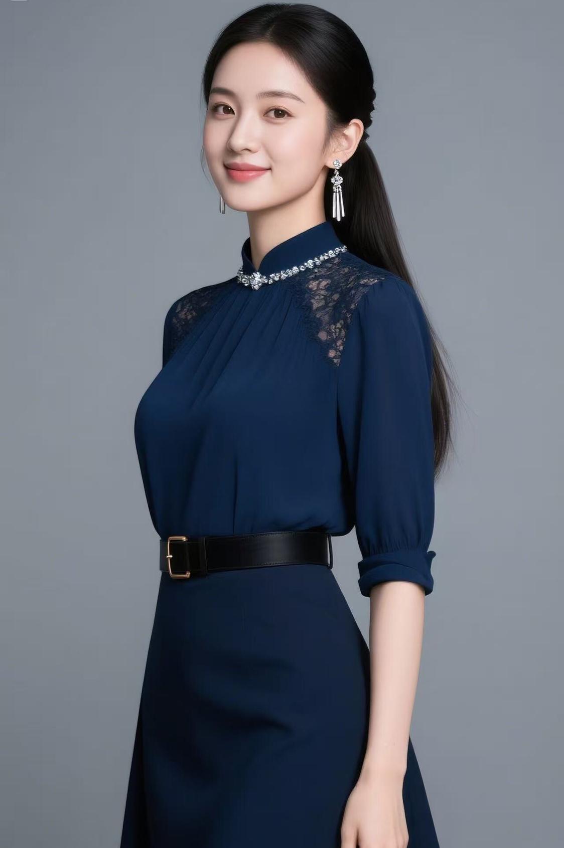 优雅蓝裙穿搭，尽显女性魅力！