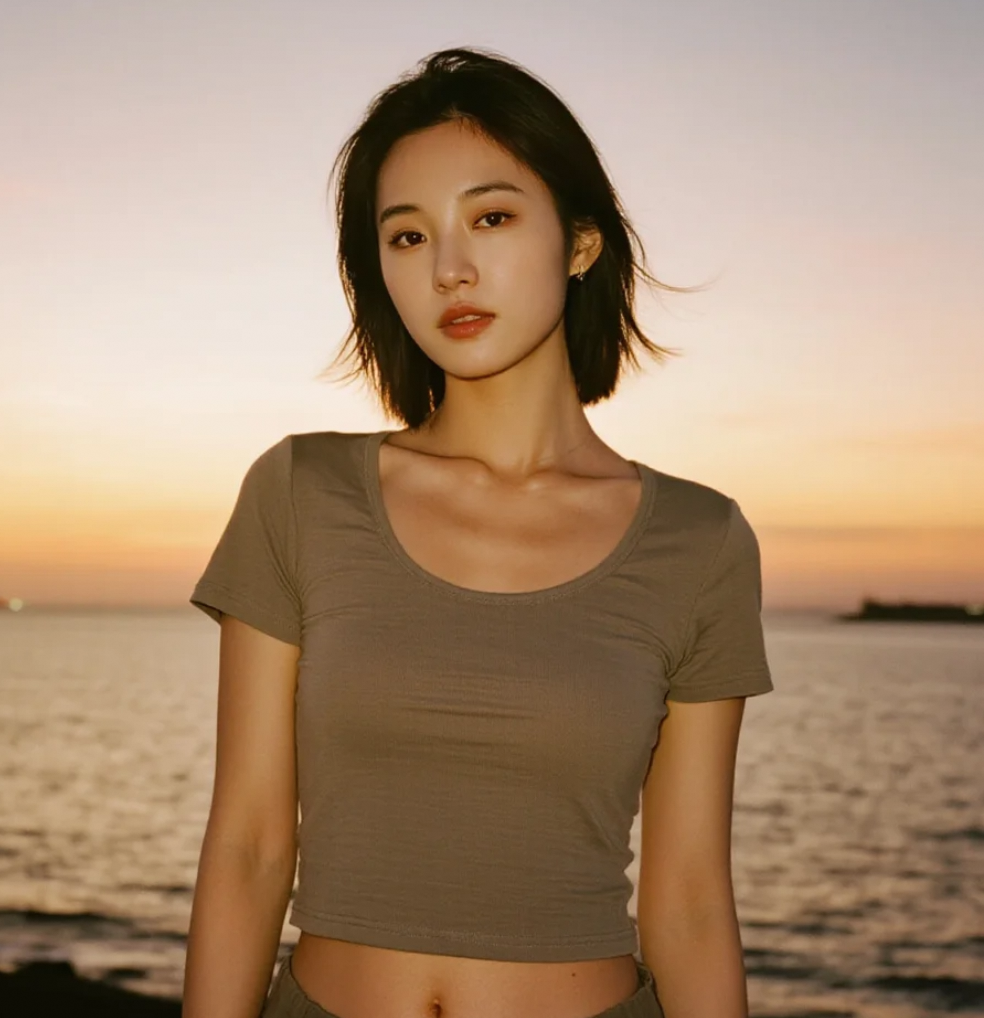 邂逅在海边的黄昏：感受她的温暖拥抱