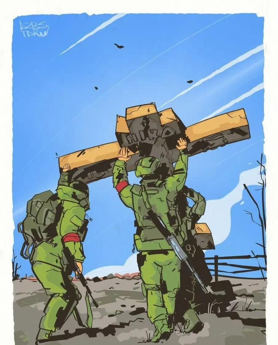 俄罗斯士兵在俄乌前线举起倒下的东正教十字架的照片传遍了全世界并快速走红。
有作家